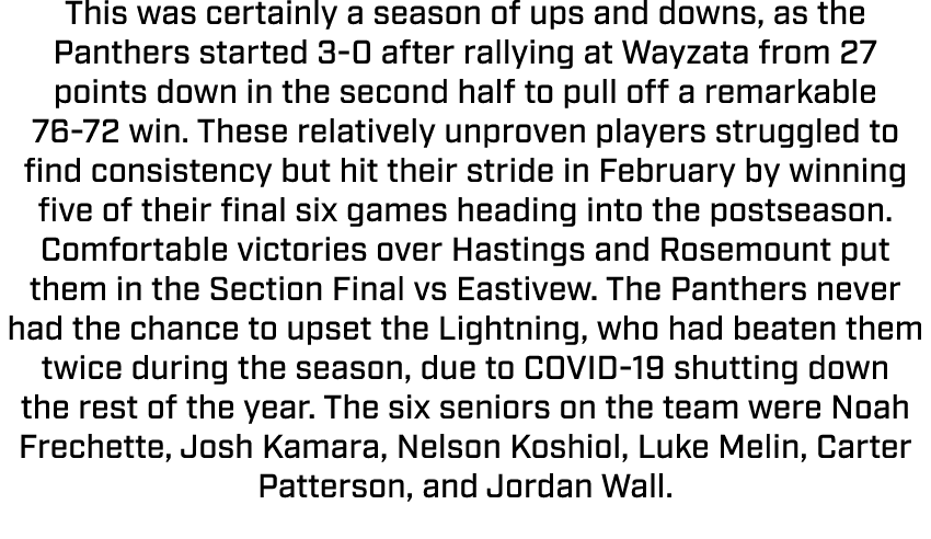 This was certainly a season of ups and downs, as the Panthers started 3 0 after rallying at Wayzata from 27 points do...