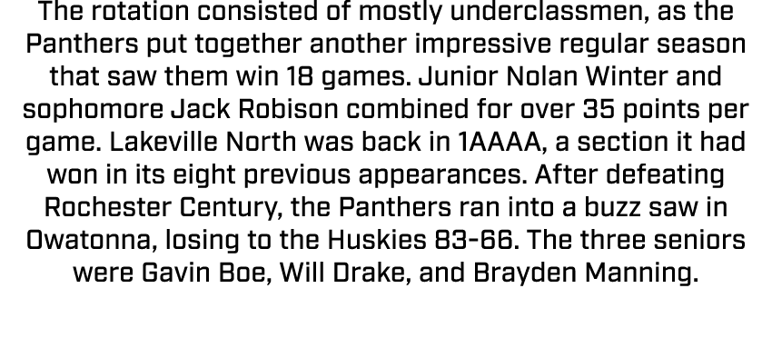 The rotation consisted of mostly underclassmen, as the Panthers put together another impressive regular season that s...