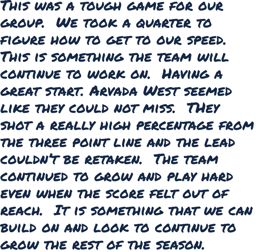 This was a tough game for our group. We took a quarter to figure how to get to our speed. This is something the team ...