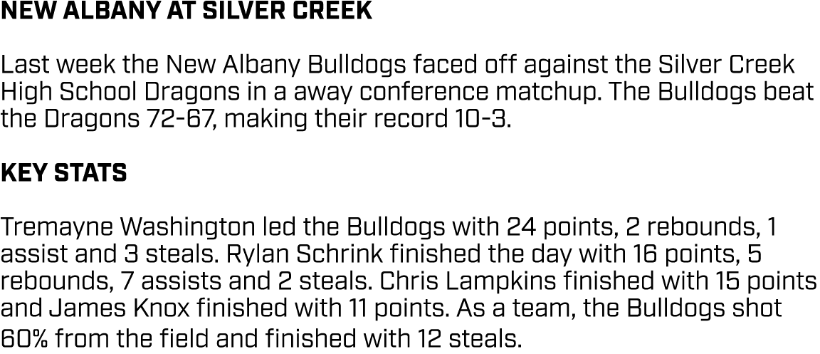 NEW ALBANY AT SILVER CREEK Last week the New Albany Bulldogs faced off against the Silver Creek High School Dragons i...