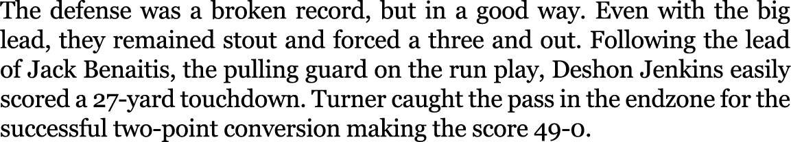 The defense was a broken record, but in a good way. Even with the big lead, they remained stout and forced a three an...