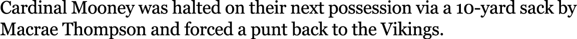 Cardinal Mooney was halted on their next possession via a 10 yard sack by Macrae Thompson and forced a punt back to t...