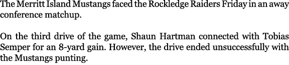 The Merritt Island Mustangs faced the Rockledge Raiders Friday in an away conference matchup. On the third drive of t...