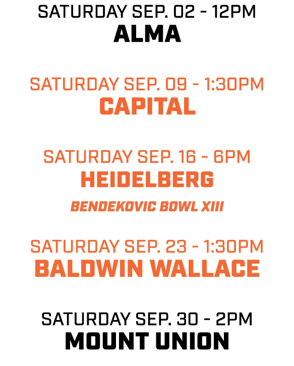Saturday sep. 02 12pm Alma Saturday sep. 09 1:30pm Capital Saturday sep. 16 6pm heidelberg bendekovic bowl xiii satur...