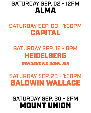 Saturday sep. 02 12pm Alma Saturday sep. 09 1:30pm Capital Saturday sep. 16 6pm heidelberg bendekovic bowl xiii satur...