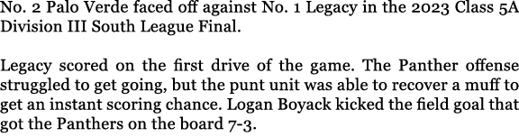 No. 2 Palo Verde faced off against No. 1 Legacy in the 2023 Class 5A Division III South League Final. Legacy scored o...