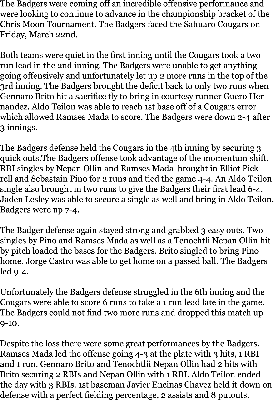 The Badgers were coming off an incredible offensive performance and were looking to continue to advance in the champi...