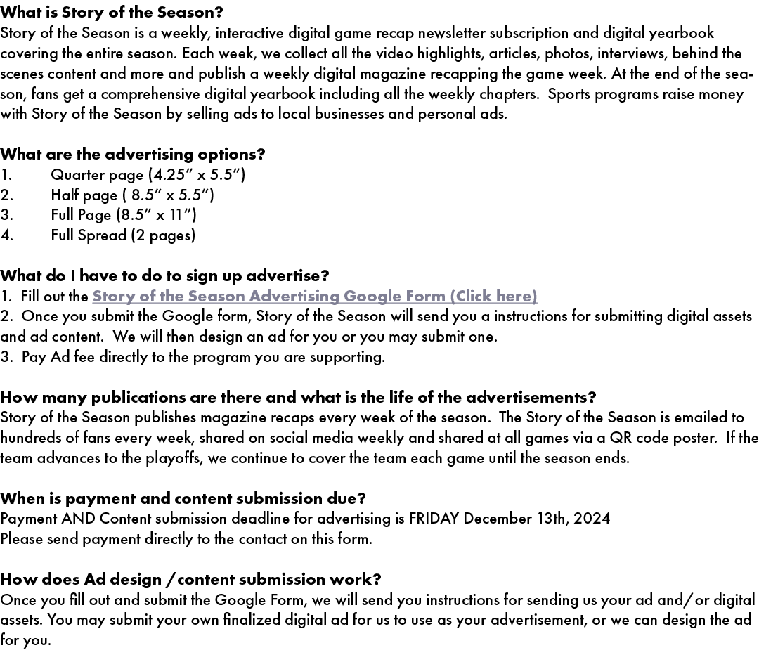 What is Story of the Season? Story of the Season is a weekly, interactive digital game recap newsletter subscription ...
