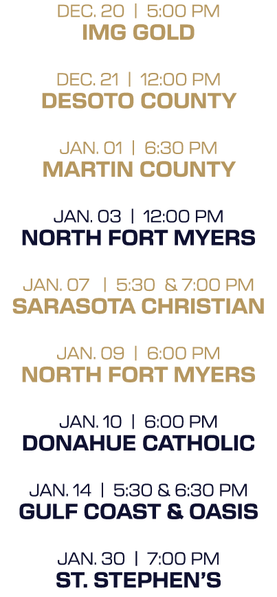 dec. 20 | 5:00 PM img gold dec. 21 | 12:00 PM desoto county jan. 01 | 6:30 PM martin county jan. 03 | 12:00 PM north ...