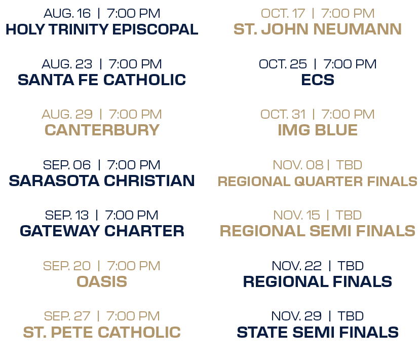 oct. 17 | 7:00 PM st. john neumann oct. 25 | 7:00 PM ecs oct. 31 | 7:00 PM img blue nov. 08 | tbd regional quarter fi...