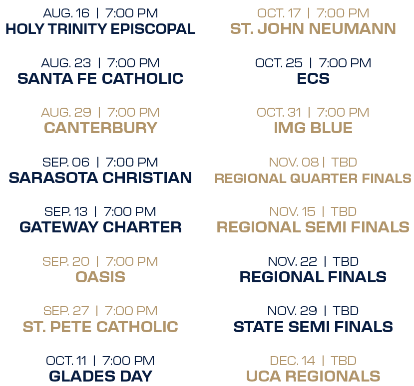 oct. 17 | 7:00 PM st. john neumann oct. 25 | 7:00 PM ecs oct. 31 | 7:00 PM img blue nov. 08 | tbd regional quarter fi...