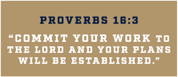  Proverbs 16:3 “Commit your work to the Lord and your plans will be established.”