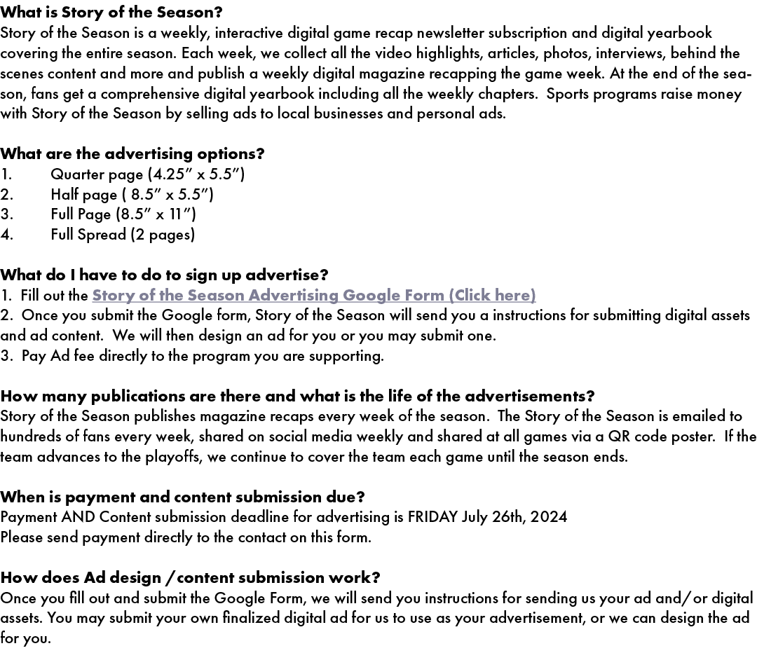 What is Story of the Season? Story of the Season is a weekly, interactive digital game recap newsletter subscription ...