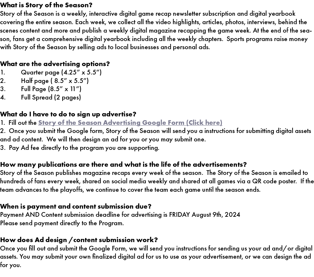 What is Story of the Season? Story of the Season is a weekly, interactive digital game recap newsletter subscription ...