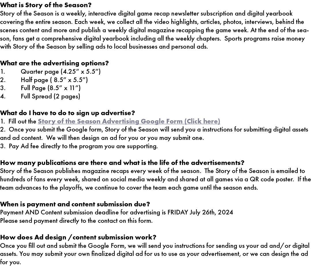 What is Story of the Season? Story of the Season is a weekly, interactive digital game recap newsletter subscription ...