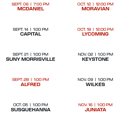 oct. 12 | 12:00 PM moravian oct. 19 | 12:00 PM lycoming nov. 02 | 1:00 PM keystone nov. 09 | 1:00 PM wilkes nov. 16 |...