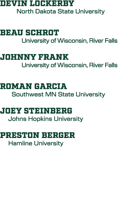 Devin Lockerby North Dakota State University Beau Schrot University of Wisconsin, River Falls Johnny Frank University...
