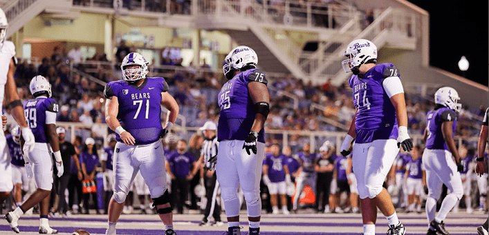 CONWAY, AR - September 23, 2023 - Central Arkansas Bears Offensive Line Will Diggins (#75) during the game between Abilene Christian Wildcats and the Central Arkansas Bears at Estes Stadium in Conway, AR. Photo By Jhude Dizon
