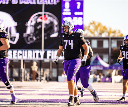 CONWAY, AR - October 07, 2023 - Central Arkansas Bears Offensive Line Zachary Cochnauer (#74) during the game between South Eastern Missouri Redhawks and the Central Arkansas Bears at Estes Stadium in Conway, Arkansas Photo By Jhude Dizon