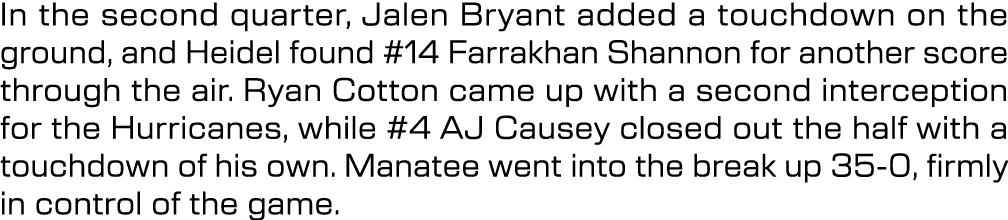 In the second quarter, Jalen Bryant added a touchdown on the ground, and Heidel found #14 Farrakhan Shannon for anoth...