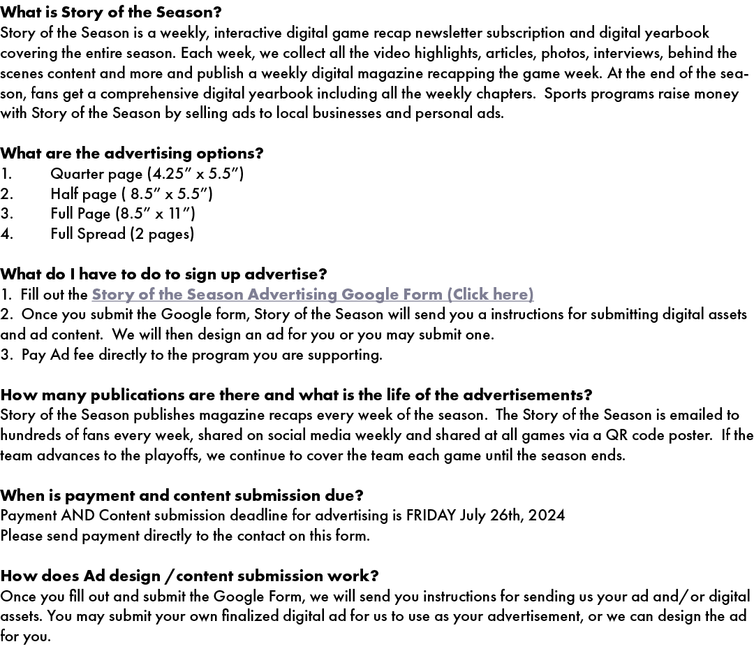 What is Story of the Season? Story of the Season is a weekly, interactive digital game recap newsletter subscription ...