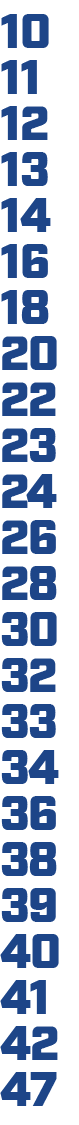 10 11 12 13 14 16 18 20 22 23 24 26 28 30 32 33 34 36 38 39 40 41 42 47 