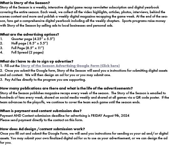 What is Story of the Season? Story of the Season is a weekly, interactive digital game recap newsletter subscription ...