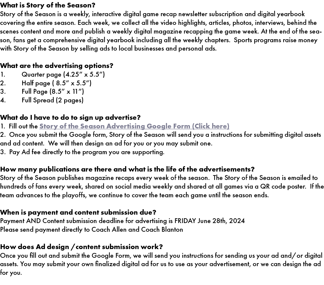 What is Story of the Season? Story of the Season is a weekly, interactive digital game recap newsletter subscription ...