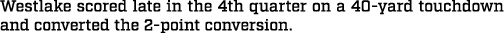 Westlake scored late in the 4th quarter on a 40 yard touchdown and converted the 2 point conversion.