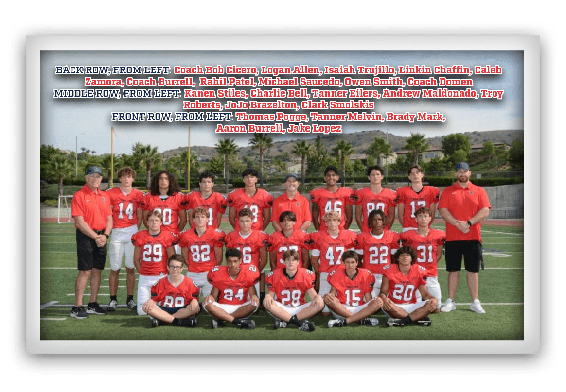 BACK ROW, FROM LEFT: Coach Bob Cicero, Logan Allen, Isaiah Trujillo, Linkin Chaffin, Caleb Zamora, Coach Burrell, Rah...