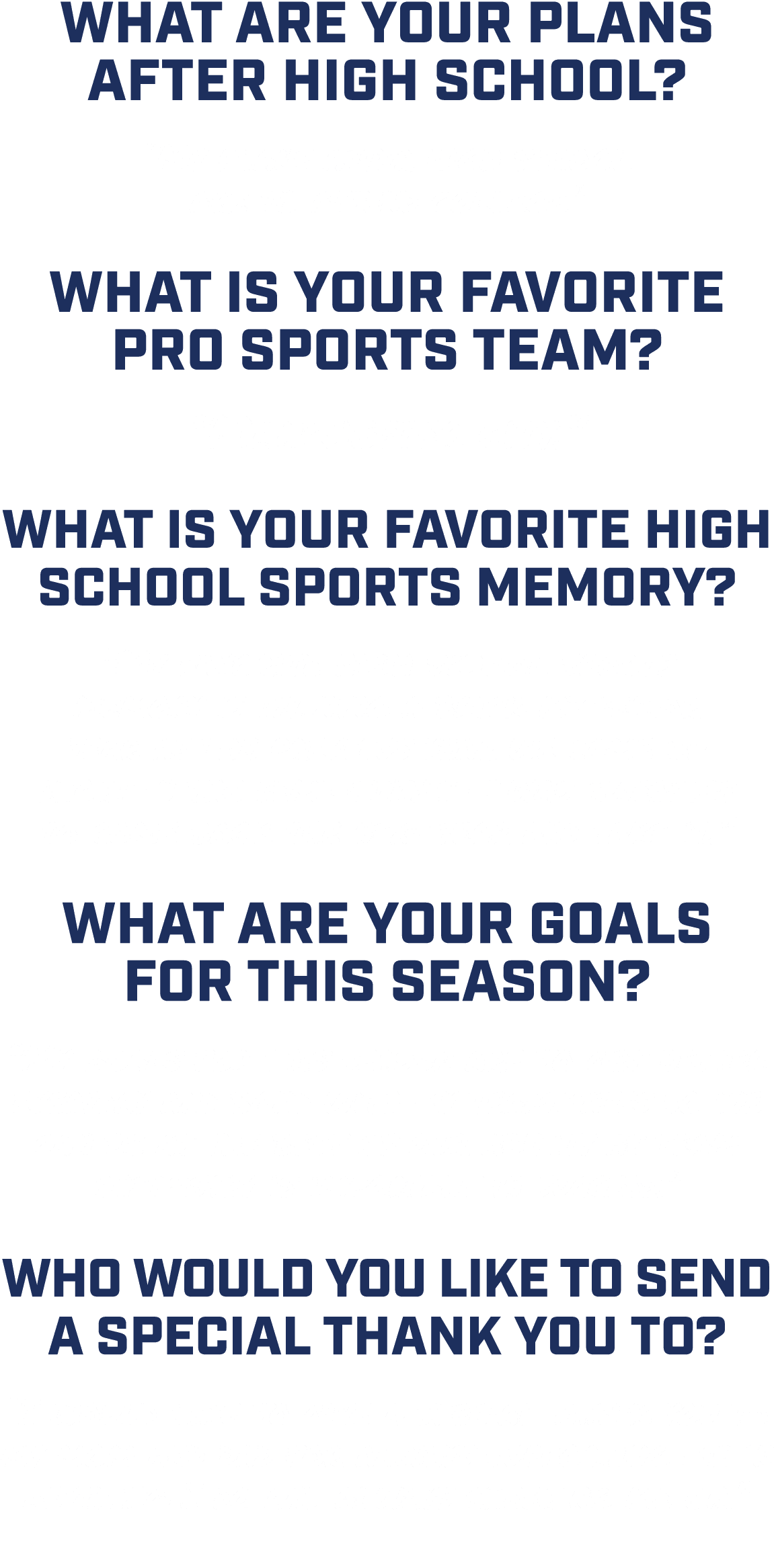 What are your plans after high school? “My plans after high school are to attend college” What is your favorite pro s...