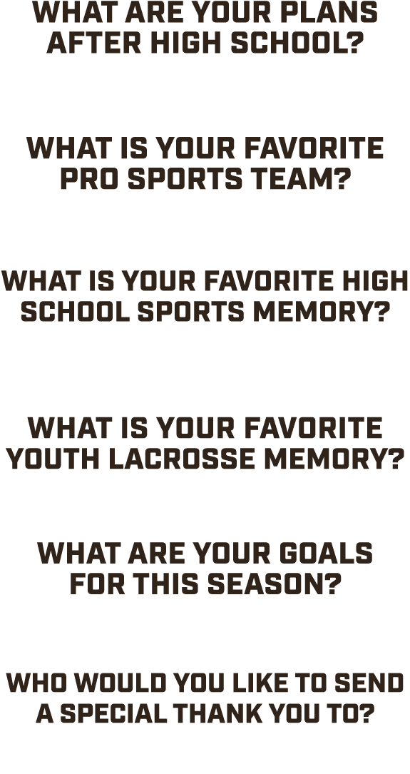 What are your plans after high school? “If no offers, Military.” What is your favorite pro sports team? “stonington.”...