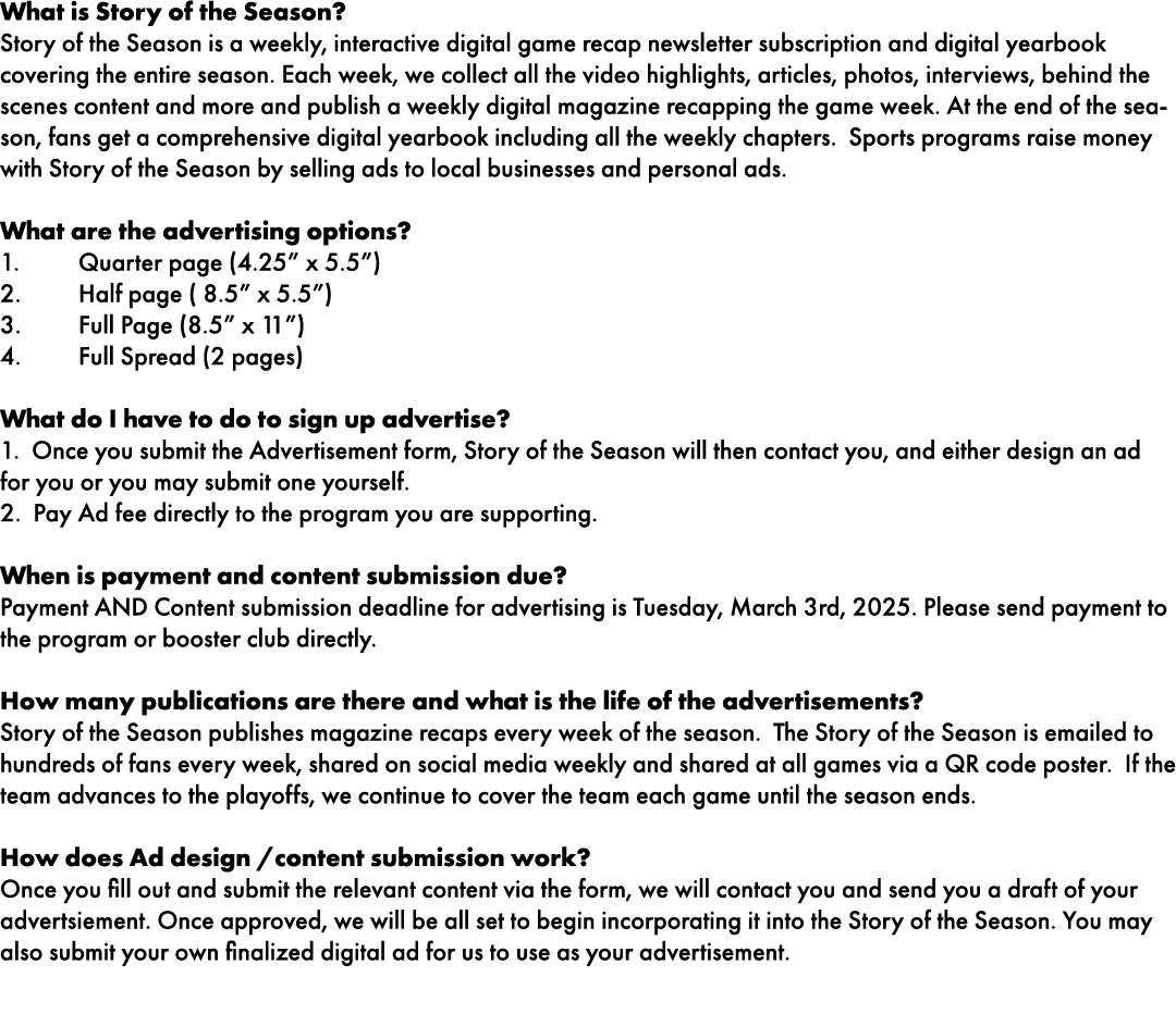 What is Story of the Season? Story of the Season is a weekly, interactive digital game recap newsletter subscription ...