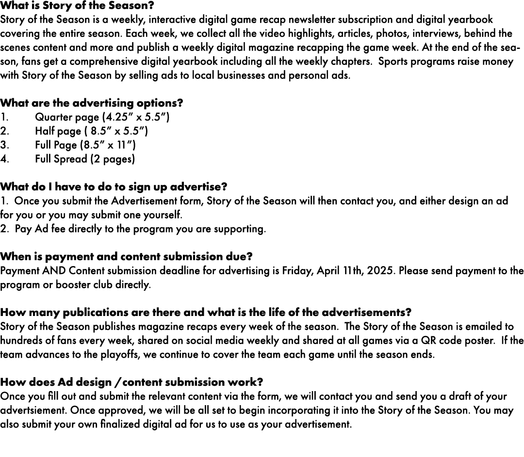 What is Story of the Season? Story of the Season is a weekly, interactive digital game recap newsletter subscription ...
