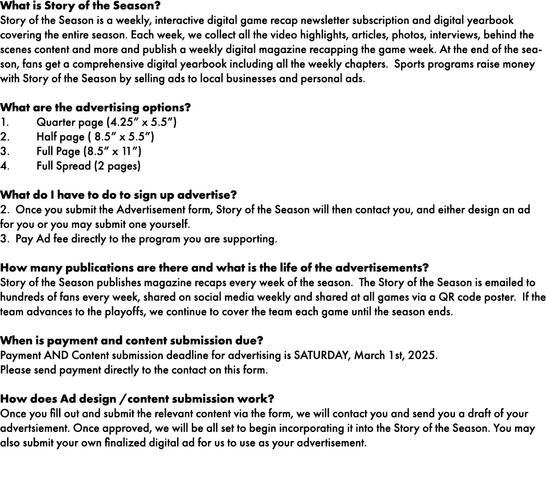 What is Story of the Season? Story of the Season is a weekly, interactive digital game recap newsletter subscription ...
